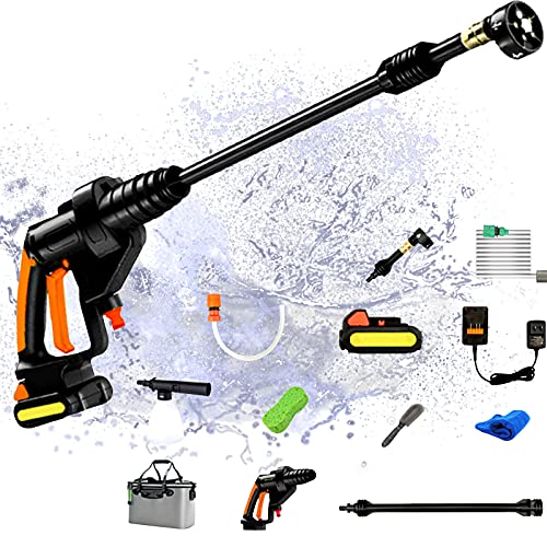 CuiCui High Pressure Cleaning Gun Adjuatable Wireless Electric Washer Portable Car Wash Water Multi Function Washer 20V Battery 240W for Washing Cars Watering Flowers Cars Fences Garden