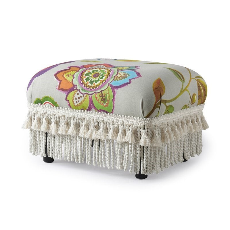 Fiona Traditional Decorative Footstool Off-White Floral