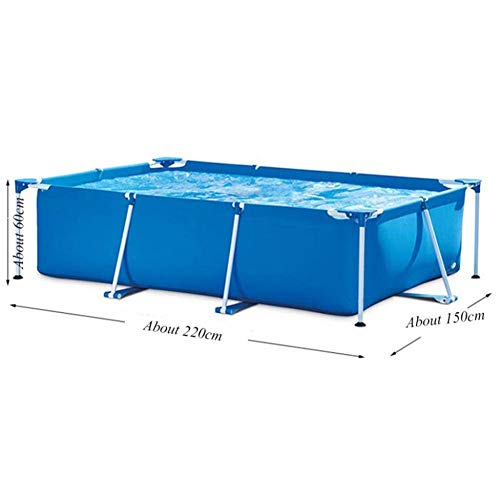 YAXuan Swimming Pool Metal Frame Steel Tube Rectangular Square Swimming Pool Pond Large Bracket Above Ground Summer Play Pool 22015060cm
