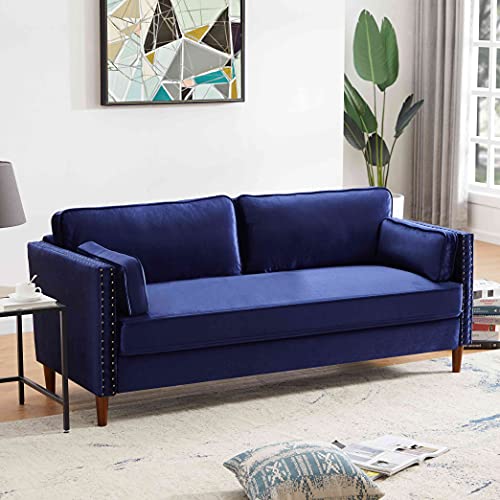 Cotoala 2 Piece Living Room Sectional Sofa Sets, Modern Upholstered Couch Furniture, One Three-Seat Chair & Loveseat, 2+3, Blue