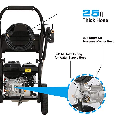 DUROWATT 3200 PSI Gas Pressure Washer,2.5 GPM 223CC 7.5HP Power Washer Gas with 5 Adjustable Nozzles, 1.1 Gal Onboard Soap Tank, 12