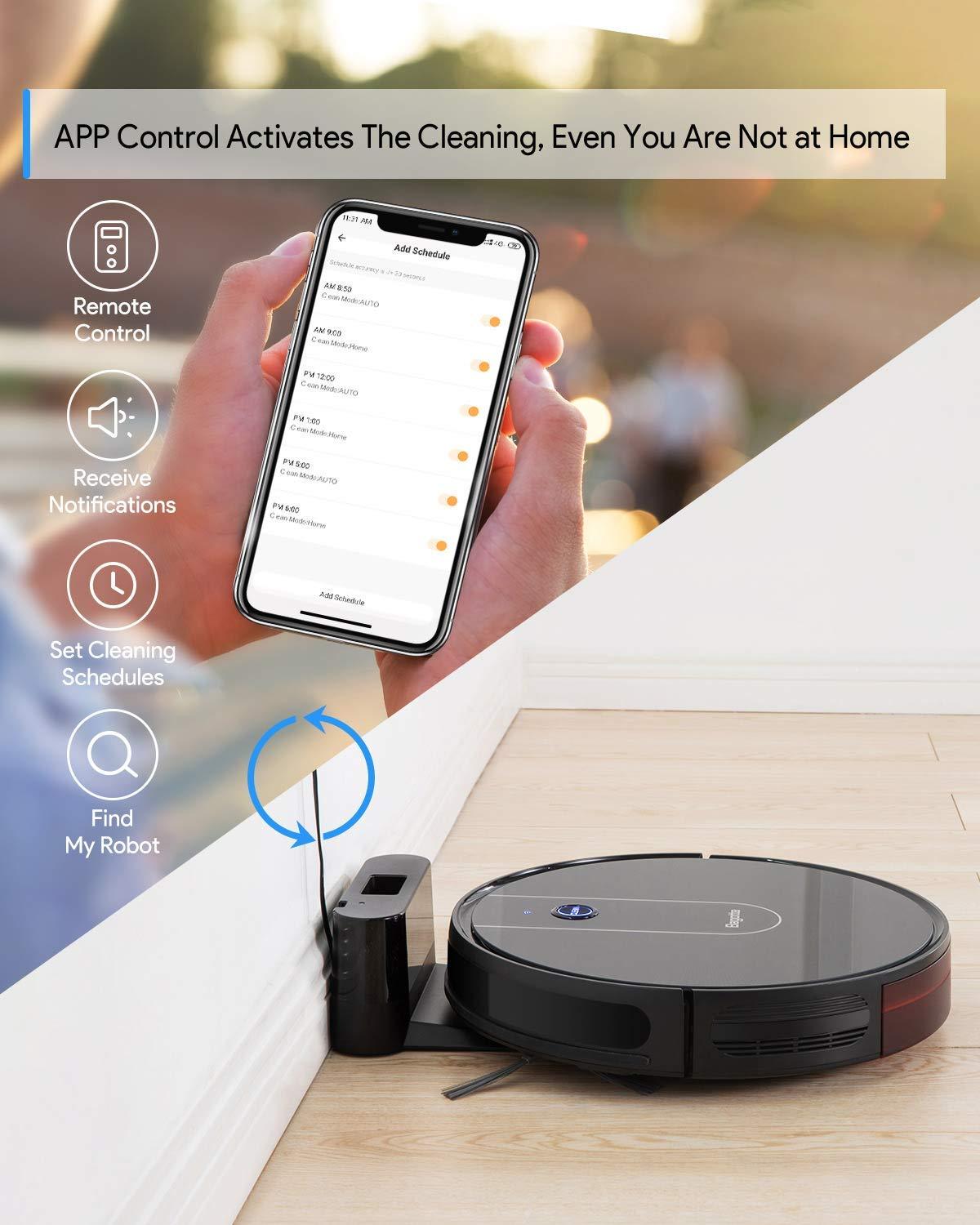 Bagotte BG700 1600PA Wi-Fi Robotic Vacuum Cleaner New