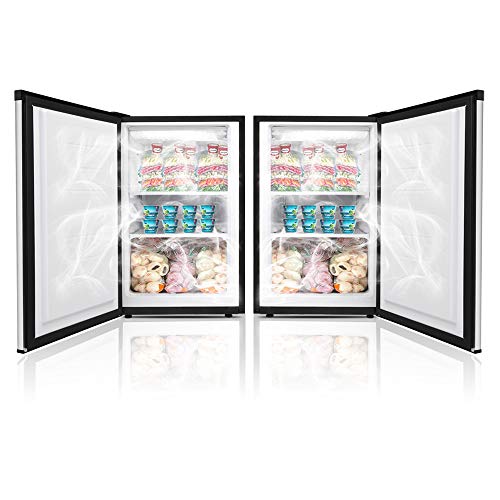 Mini Compact 3.0 Cubic Feet Upright Freezer with Stainless Steel Panel and Reversible Single Door for Home/Kitchen/Office