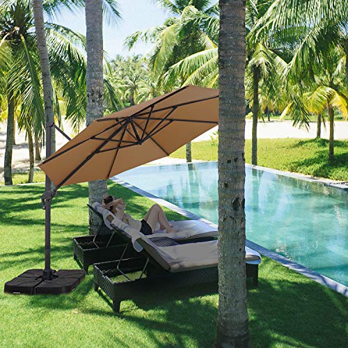Sunnyglade 11ft Patio Offset Hanging Umbrella Deluxe Outdoor Cantilever Umbrella with Easy Tilt for Garden, Backyard, Patio,Pool (11ft, Tan)