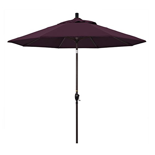 California Umbrella GSPT908117-SA65 9' Round Aluminum Market, Crank Lift, Push Button Tilt, Bronze Pole, Pacifica Purple Patio Umbrella