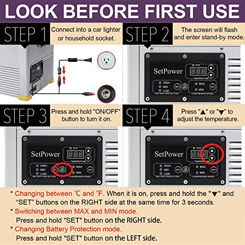 SetPower 47-Quart Chest Freezer, 0℉-50℉, DC 12/24V, AC 110V, Portable Refrigerator for Home and Car Use, 12 Volt Refrigerator for Travel, Camping, Road Trip, RV