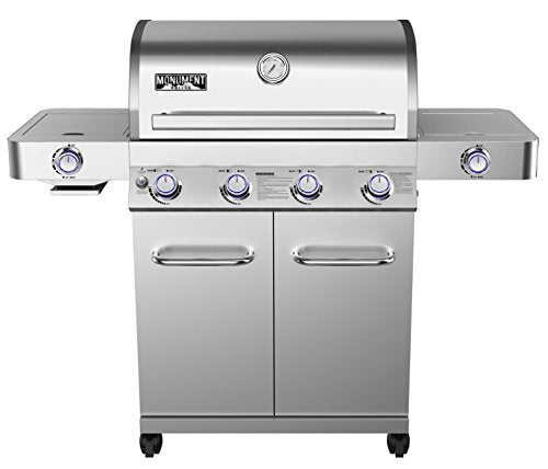 Monument Grills 24367 Stainless Steel 4 Burner Propane Gas Grill w/Side Sear Burners