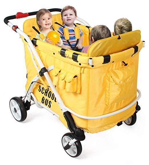 WonderFold MJ06 Multi-Purpose Folding Kids School Bus Quad Stroller Wagon OPEN BOX