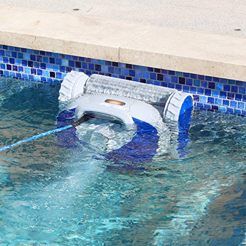XtremepowerUS 75065 Robotic Cleanertra-Efficient Dual Scrubbing Brushes w/Control Box Extra-Large Filter Basket, Swimming Pools up to 50 Feet, Blue/Grey