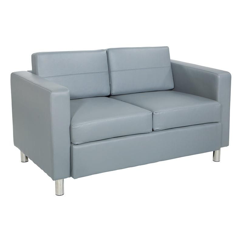 Pacific Love Seat In Charcoal Gray Faux Leather