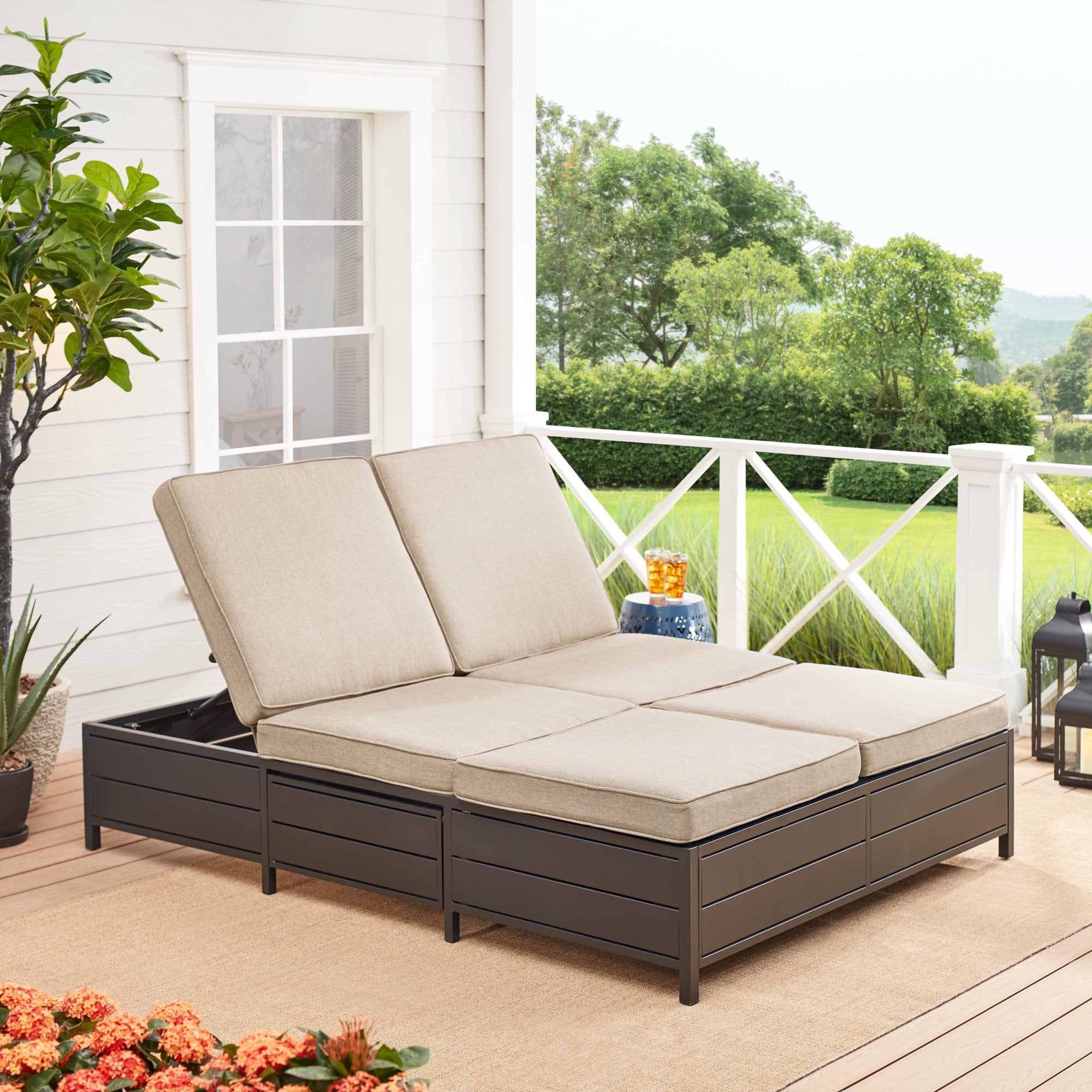 Mainstays Cushion Steel Outdoor Chaise Lounge - Set of 2