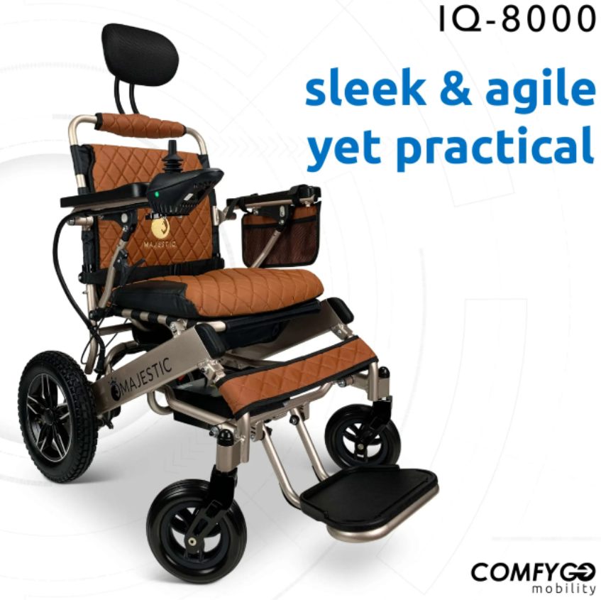ComfyGO IQ-8000 Majestic 17.5 Inch Wide Seat Remote Controlled Travel Folding Electric Wheelchair With Recline New