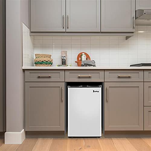 Mini Freezer Countertop 3 Cubic Feet, Compact Single Door Upright Freezers Small Freezing Machine with Reversible Door Adjustable Temperature Stainless Steel for Home/Dorms/Apartment/Office, Black