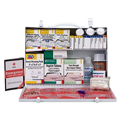 First Aid Only 2 Shelf Industrial Station, 516 piece, Metal Cabinet with 8 pocket Vinyl Liner (Case of 2)