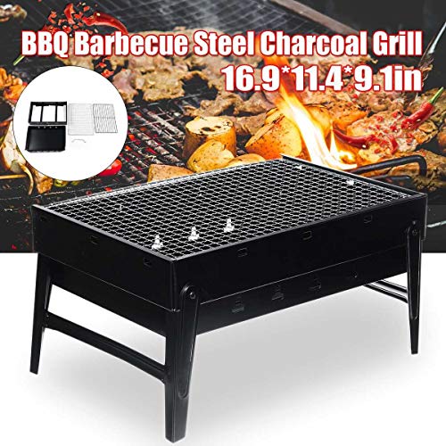 43X29X23cm Portable Charcoal Grill, Folding BBQ Grill Barbecue Desk Tabletop Outdoor Grills for Picnic Garden Terrace Camping Travel