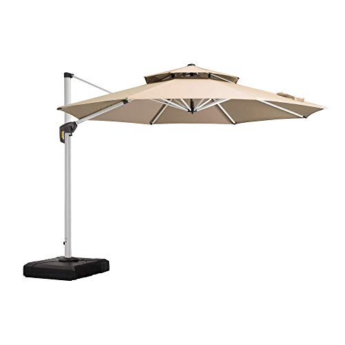 PURPLE LEAF 10 Feet Patio Umbrella Outdoor Round Umbrella Large Cantilever Umbrella Windproof Offset Umbrella Heavy Duty Sun Umbrella for Garden Deck Pool Patio, Beige