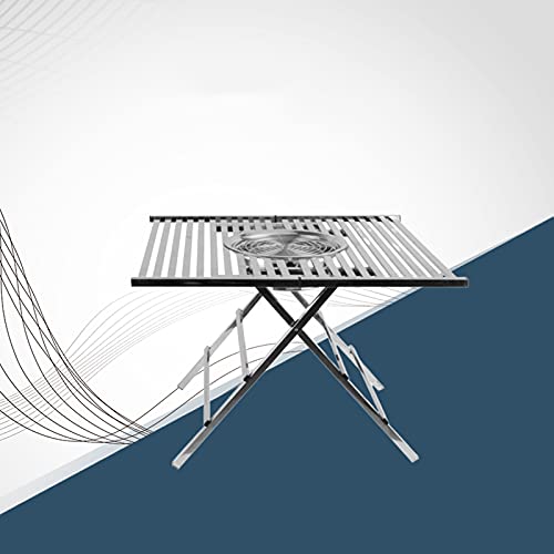 xuejuanshop Charcoal Grill Stainless Steel Square Folding Portable Charcoal Grill Lightweight Grill Table Grill Stand Table for Outdoor Backyard Patio Picnic Park，31.5