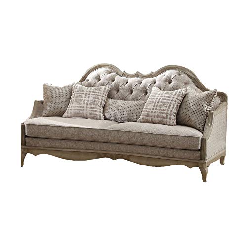 Benzara Classic Wooden 5 Pillows Sofa, Brown