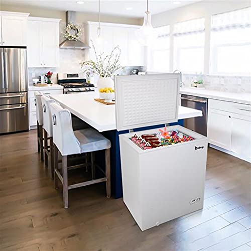 ZOKOP 5.0 Cubic Feet Top Chest Freezer with Adjustable Thermostat and Removable Storage Basket, Freezing Machine for Home and Kitchen (5 cu ft)