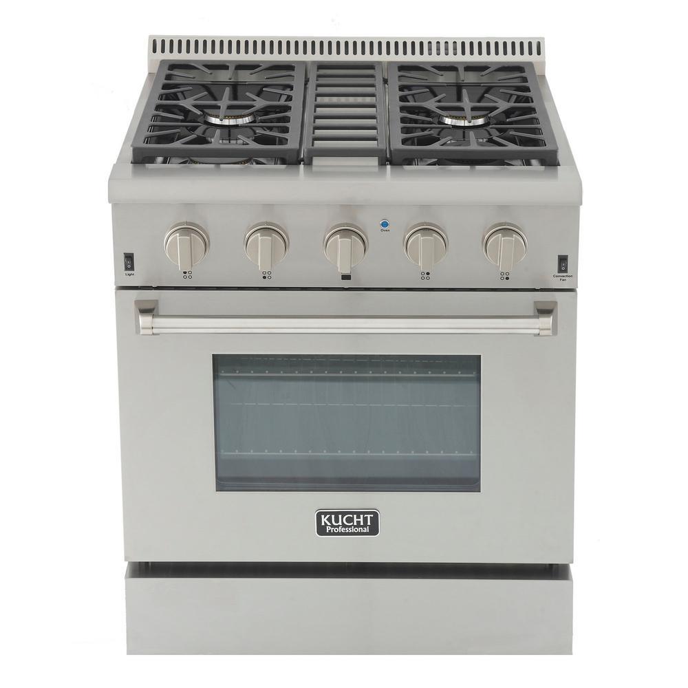 Kutch KRG3080U-S Pro-Style 30 in. 4.2 cu. ft. Natural Gas Range with Sealed Burners and Convection Oven in Stainless Steel New