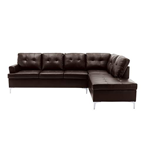Lexicon Dani 2-Piece Faux Leather Tufted Sectional Sofa with Right Chaise, 110