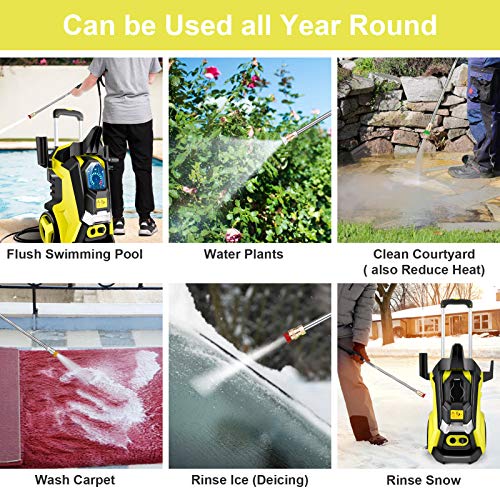 TEANDE Smart Pressure Washer 3800 PSI Electric High Powerful Touch Screen 3 Gear Level with Telescopic Handle