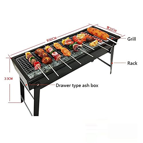 HYAN Barbecue Grill Folding Outdoor Barbecue Grill Iron Rotisserie Kebab Grill Tool Portable Camping Picnic BBQ Charcoal Stove for 3-5People Barbecue Shelves