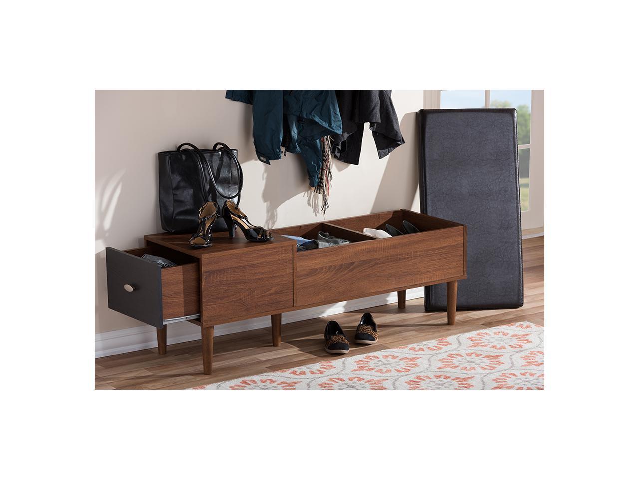 Merrick Mid-century Retro Modern Wood Entryway Storage