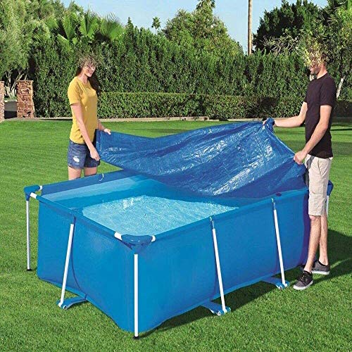Metal Frame Swimming Pool Summer Rectangular Above Ground Pools Blue Outdoor Lounge Pool for Adults Kids (102