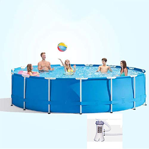 XLBHSH Paddling Pool Swimming Pool Round Frame Above Ground Pool Pond Family Swimming Pool Metal Frame Structure Pool with Filter Pump 120In×30In
