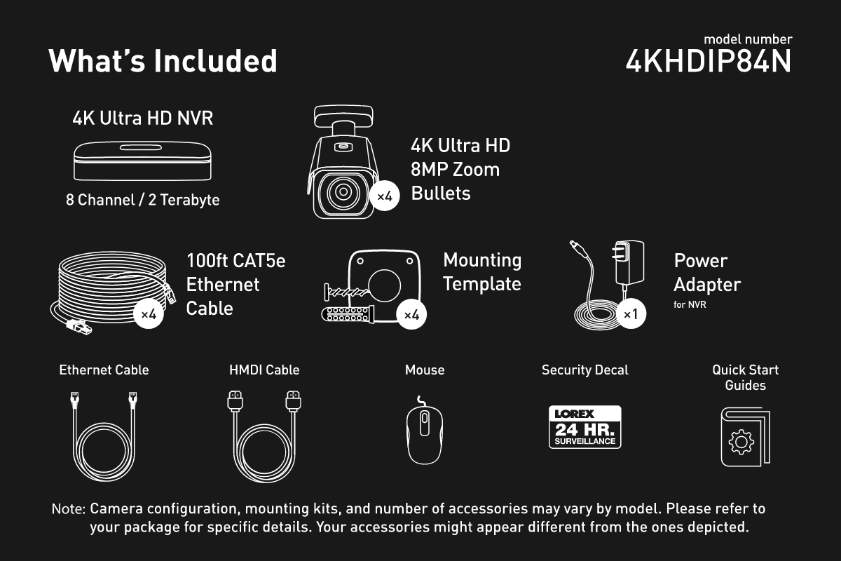 Lorex N4K2-84BB 8-Channel Fusion NVR System with Four 4K (8MP) IP Cameras Security Surveillance System New