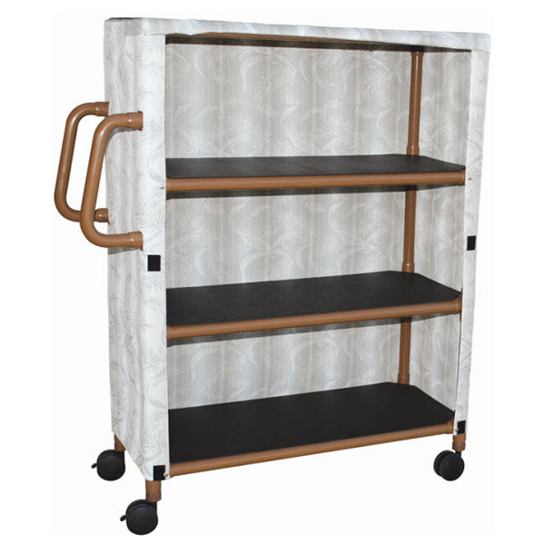 MJM Wood Tone Three-Shelf Linen Cart with Four