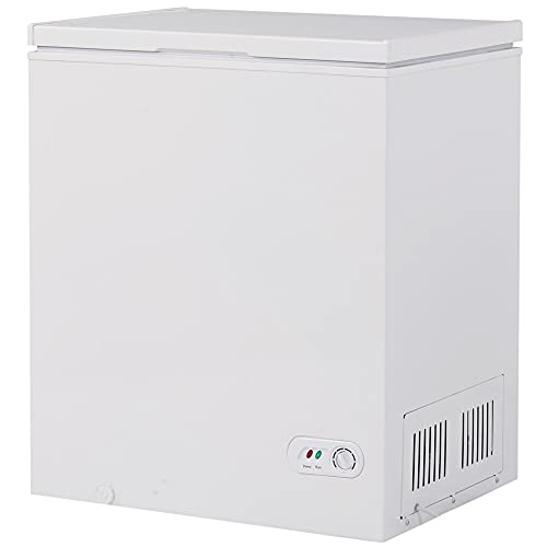 5 Cubic Feet Chest Freezer with Removable Storage Basket, Deep Freezer with Energy Saving and Low-Noise, 7 Temperature Settings, Ideal for Home, Kitchen, Office, Bar, Apartment, White