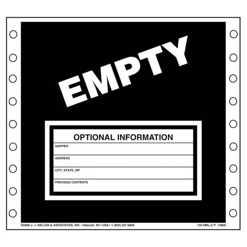 JJ Keller Waste Labels - Empty (Pack of 500)