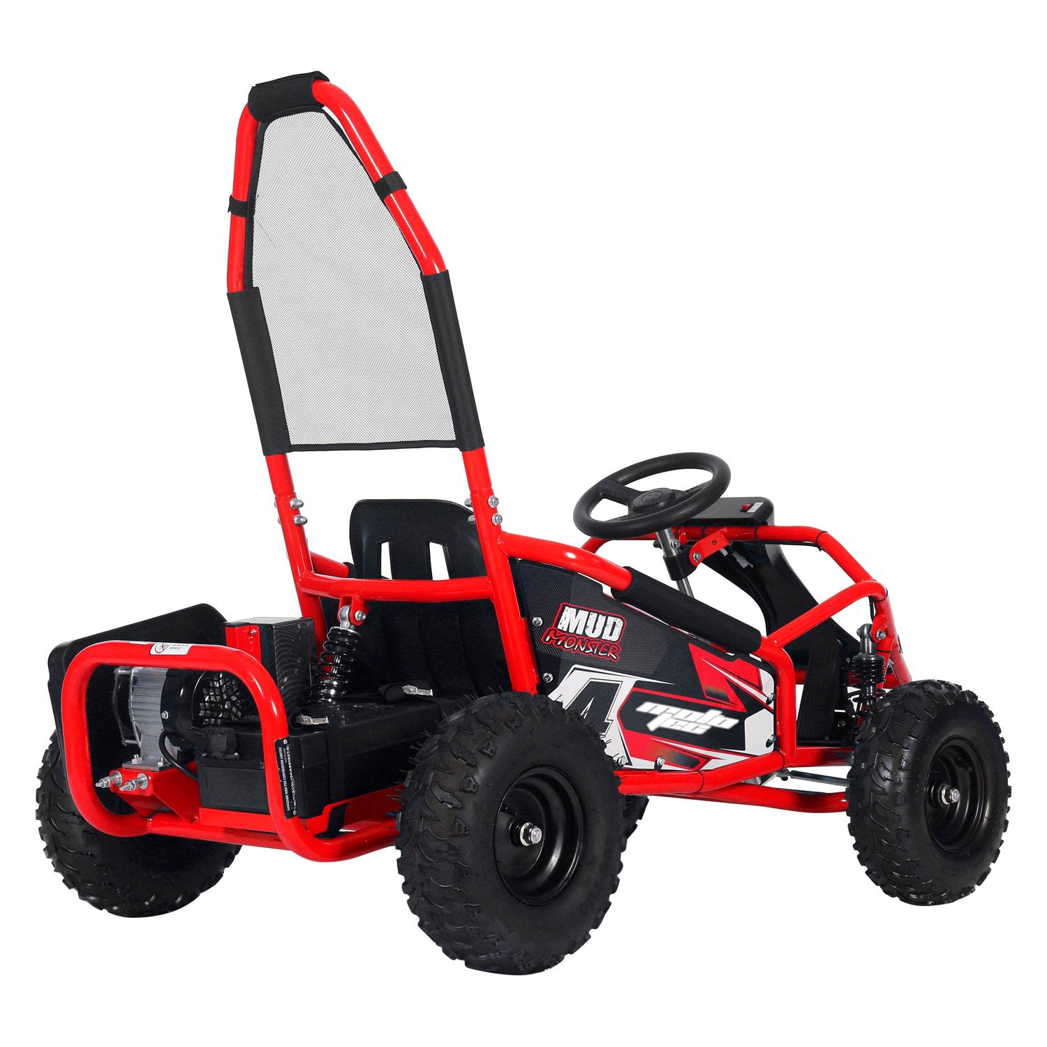 MotoTec Mud Monster Kids Electric 48v 1000w Blue Go Kart Full Suspension