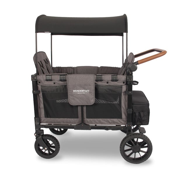 WonderFold W4 Luxe Push/Pull 4-Passenger Quad Stroller Wagon Gray With Black Frame New