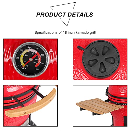 18in Steel Charcoal Grill Red