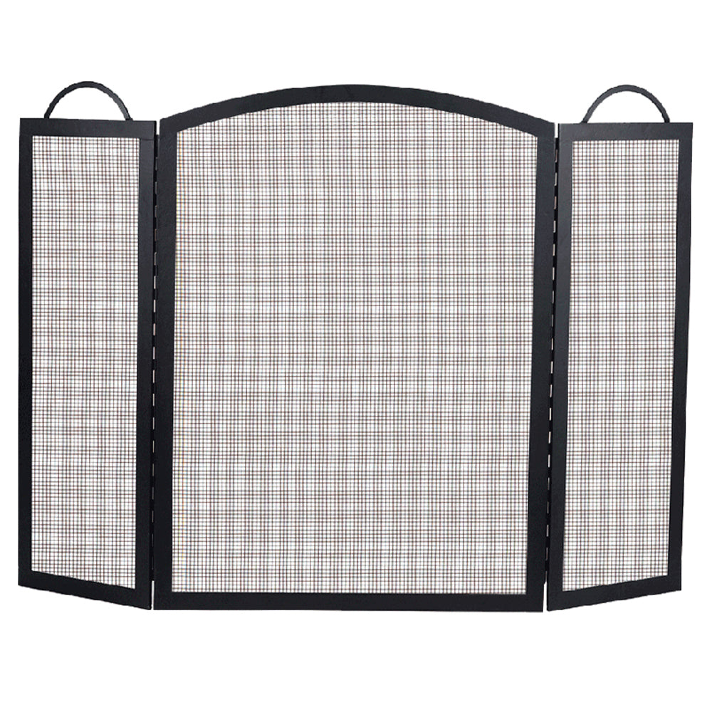 Dagan 3-Fold Center Arched Black Wrought Iron Screen
