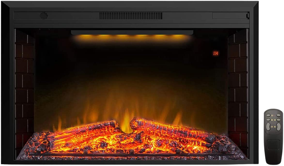 Valuxhome EF40T 43 in. 750/1500W Electric Fireplace Insert with Remote Overheating Protection and Fire Crackling Sound Black New