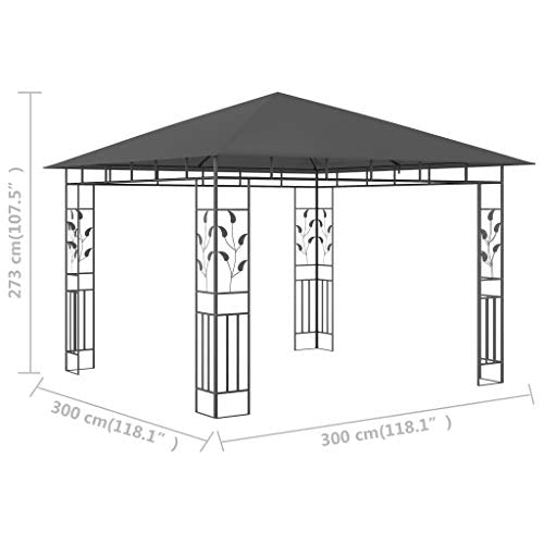 Unfade Memory Patio Gazebo Canopy with Mosquito Net, Outdoor Pergolas Shelter 180 g/m² (Anthracite, 9.8'x9.8'x9')