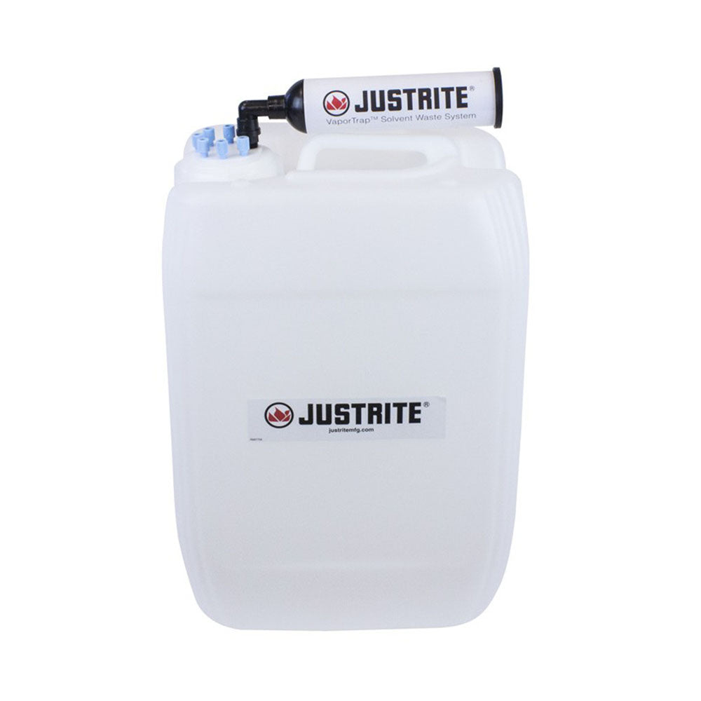 Justrite VaporTrap™ UN/DOT Carboy with Filter Kit, 20L HDPE, 70mm Cap, 6 Ports 1/8