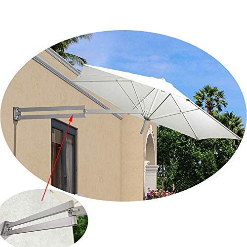 HLMBQ Large Garden Parasol 2.2m/7.2ft Round Wall Mount Patio Umbrella,Cantilever Parasol Aluminium Frame Polyester Canopy Sunshade Protection Folding Tilting