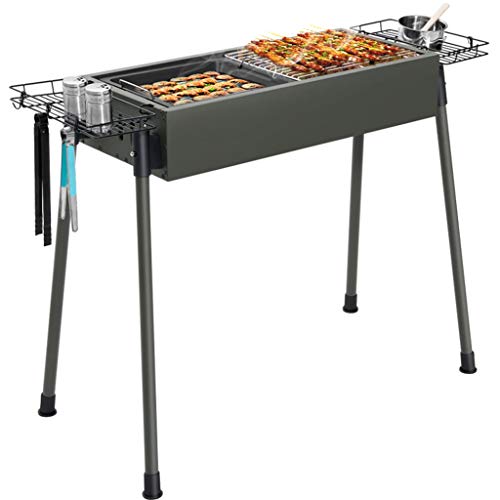 HYAN Barbecue Grill Large Charcoal BBQ Grill,Stainless Steel Foldable Charcoal BBQ Barbecue Grill for Outdoor Cooking Picnic Camping Patio Backyard Barbecue Shelves