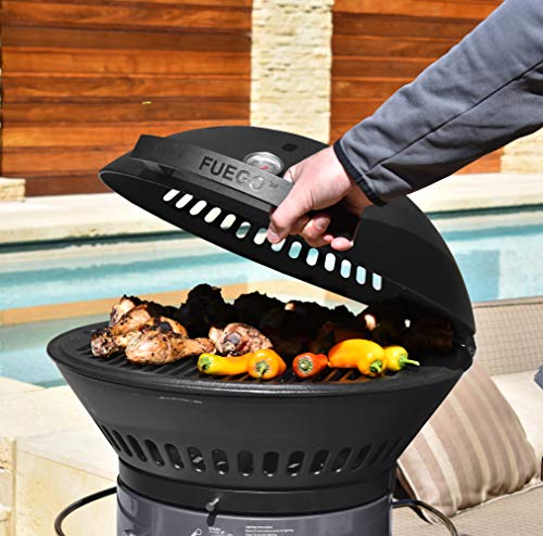 Fuego F21C-H Element Hinged Propane Gas Grill, Dark Gray