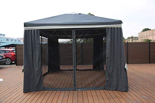 Impact Canopy 10' x 10' Gazebo Canopy Tent with Mosquito Netting and Sidewalls, Dark Gray