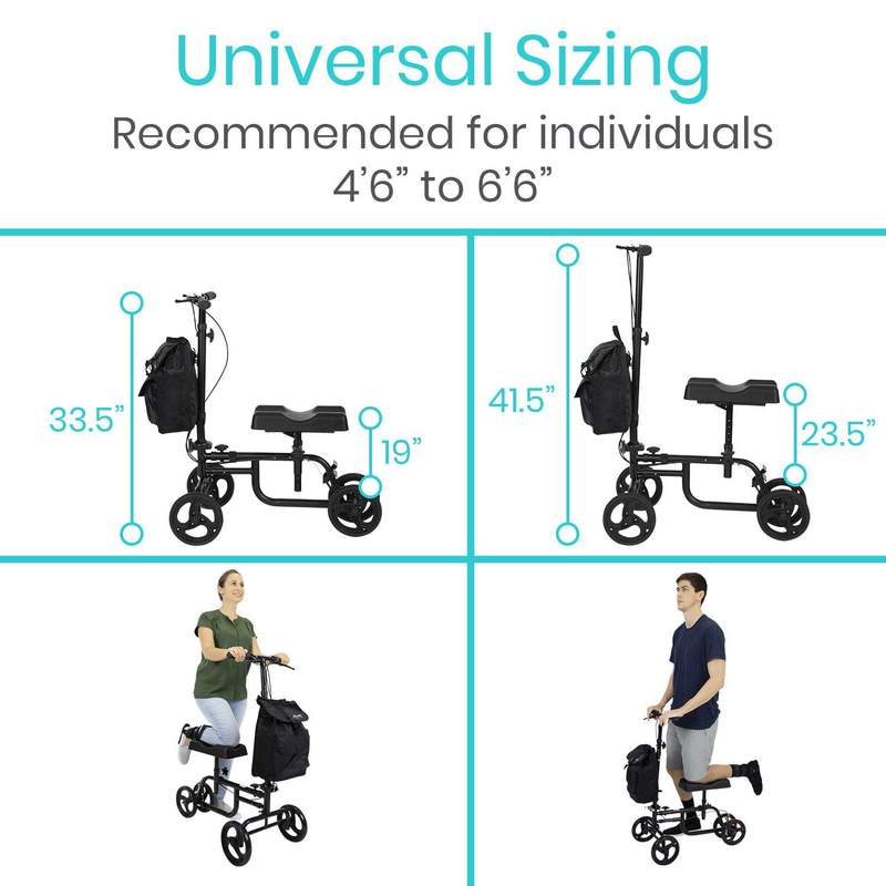 Vive Health MOB1007BLK Steerable Knee Walker Black New