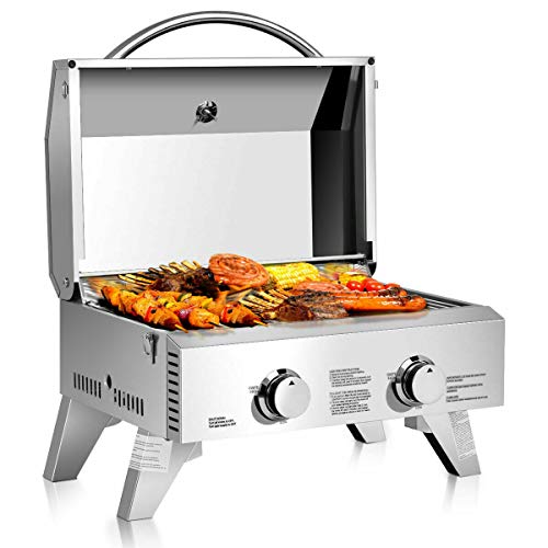 2 Burner Portable Stainless Steel BBQ Tabletop Propane Gas Grill Outdoor Camping • Parlato Ventures