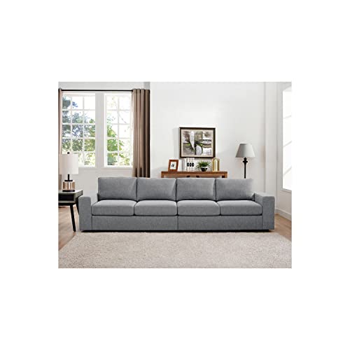 Lilola Home Jules 4 Seater Sofa in Light Gray Linen