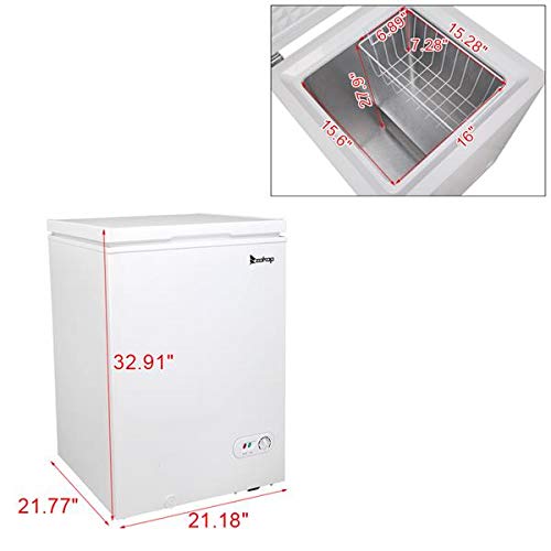 ZOKOP Deep Chest Freezer 3.5 CU. FT, Small Freezer Chest Freestanding, Quiet Compact Freezer, with Adjustable Thermostat Control&Removable Wire Basket, White