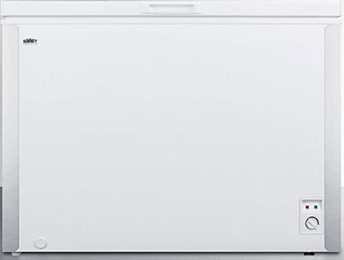 Summit Appliance SCFM92 Commercially Listed 9 Cu.Ft. Chest Freezer in White with Manual Defrost, Adjustable Thermostat, Indicator Lights, Aluminum Interior, Stainless Steel Corner Protectors